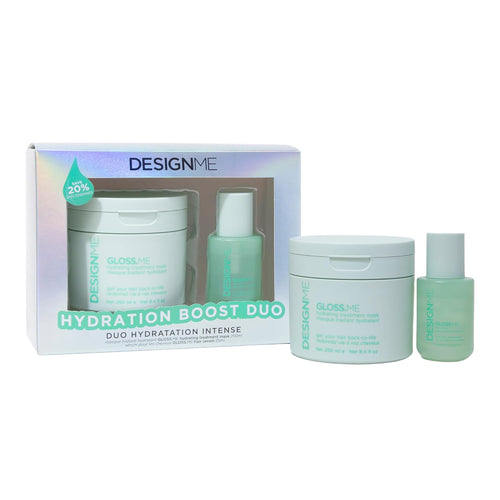 Design.Me GLOSS.ME Hydration Boost Duo | Deep Conditioning Hair Mask & Argan Oil Serum | Moisturizing Treatment for Dry, Frizzy Hair | Smooth, Shine & Color-Safe